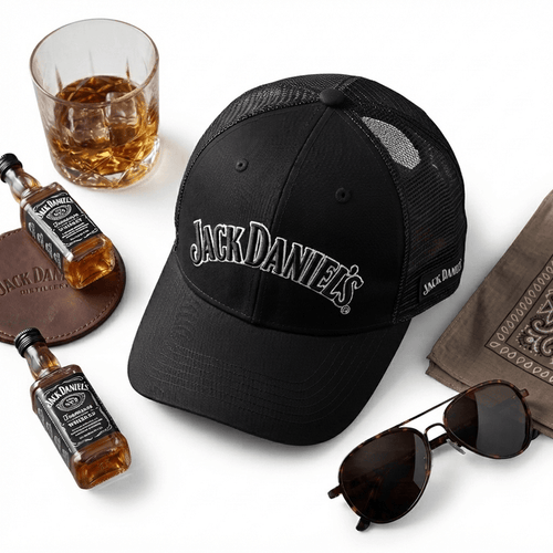 Official Jack Daniel's Black Arch Logo Adult Unisex Trucker Hat - TVStoreOnline
