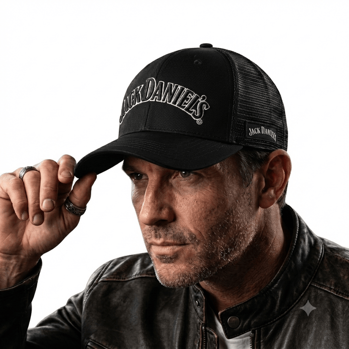 Official Jack Daniel's Black Arch Logo Adult Unisex Trucker Hat - TVStoreOnline