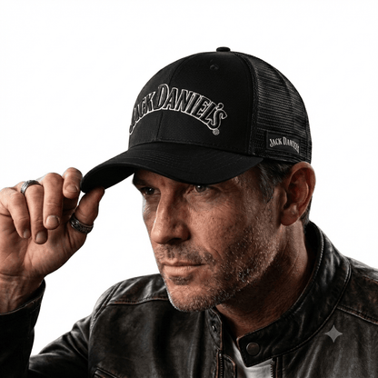 Official Jack Daniel's Black Arch Logo Adult Unisex Trucker Hat - TVStoreOnline