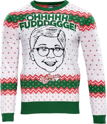 Officially Licensed Christmas Story Ralphie Ohh Fuddggee Adult Knitted Ugly Christmas Sweater - TVStoreOnline