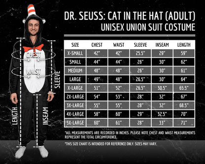 Officially Licensed Dr. Seuss Cat in Hat Adult Unisex Halloween Cosplay Costume Jumpsuit - TVStoreOnline
