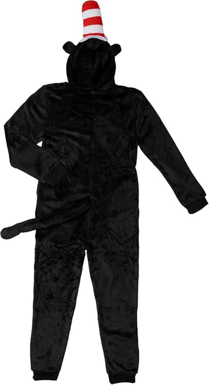 Officially Licensed Kids Youth Seuss Cat in Hall Halloween Cosplay Costume Fleece Jumpsuit - TVStoreOnline