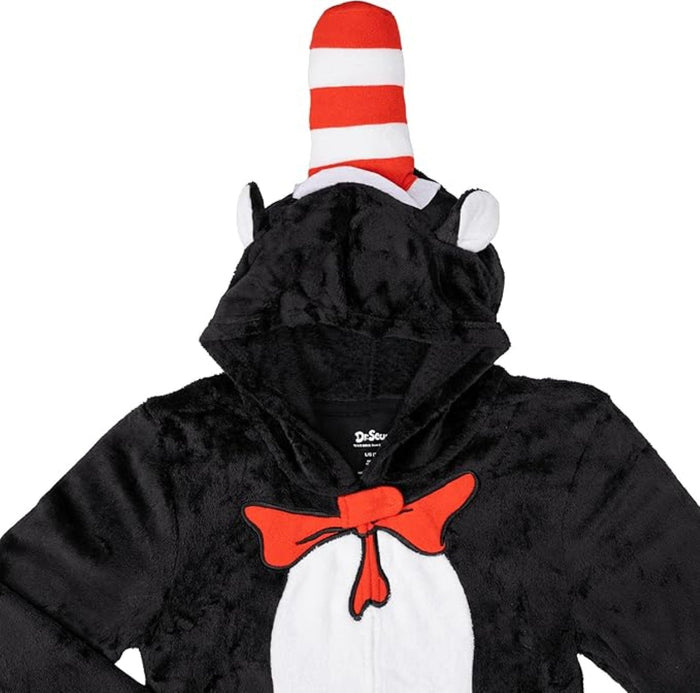 Officially Licensed Kids Youth Seuss Cat in Hall Halloween Cosplay Costume Fleece Jumpsuit - TVStoreOnline