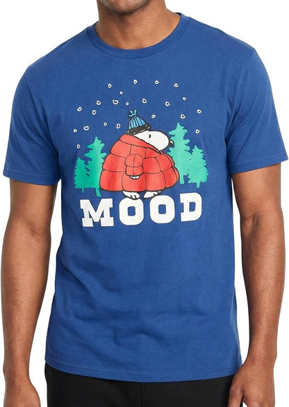 Officially Licensed Peanuts Snoopy Mood Puff Jacket Graphic Tee Adult Unisex T-Shirt - TVStoreOnline