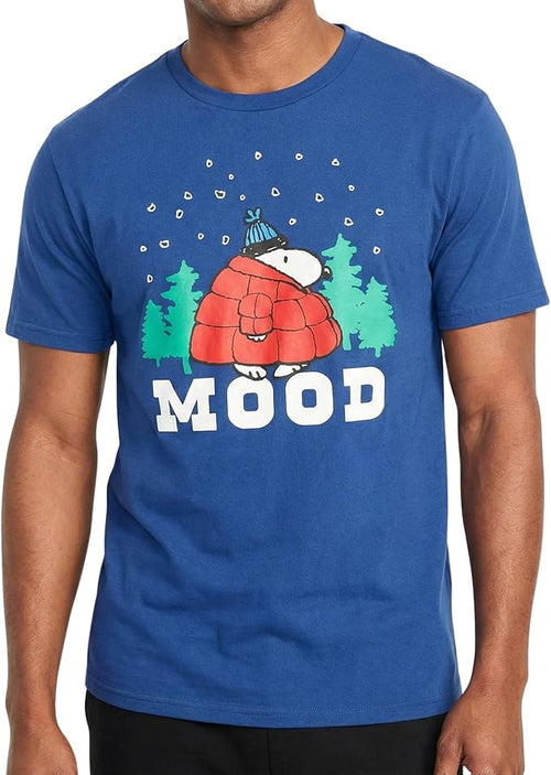 Officially Licensed Peanuts Snoopy Mood Puff Jacket Graphic Tee Adult Unisex T-Shirt - TVStoreOnline