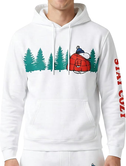 Officially Licensed Peanuts Snoopy Stay Cozy Embroidered Hoodie Adult Unisex Pullover - TVStoreOnline
