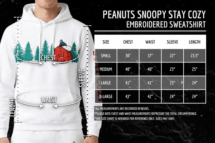 Officially Licensed Peanuts Snoopy Stay Cozy Embroidered Hoodie Adult Unisex Pullover - TVStoreOnline
