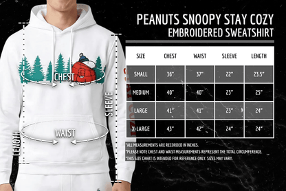 Officially Licensed Peanuts Snoopy Stay Cozy Embroidered Hoodie Adult Unisex Pullover - TVStoreOnline