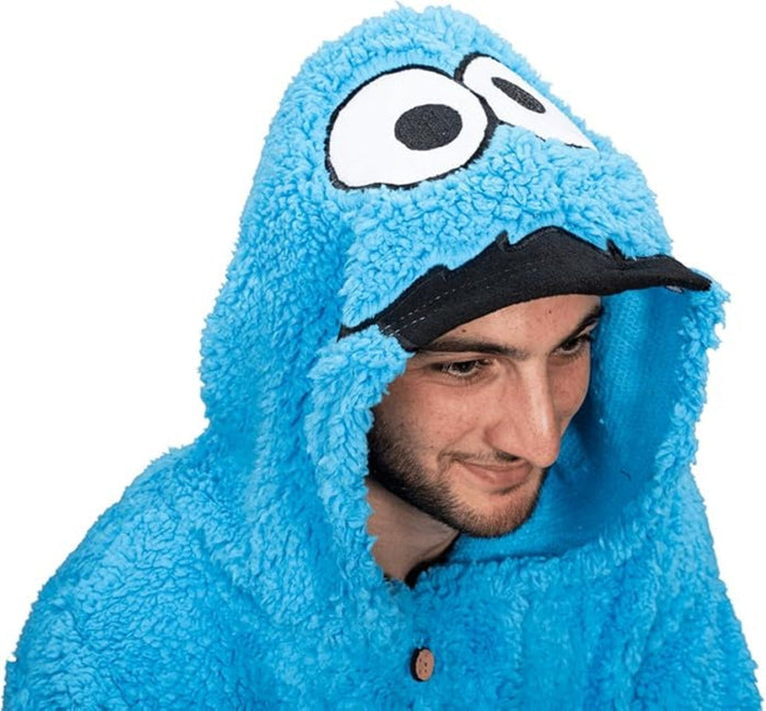 Officially Licensed Sesame Street Cookie Monster Adult Unisex Halloween Cosplay Costume Fleece Jumpsuit - TVStoreOnline