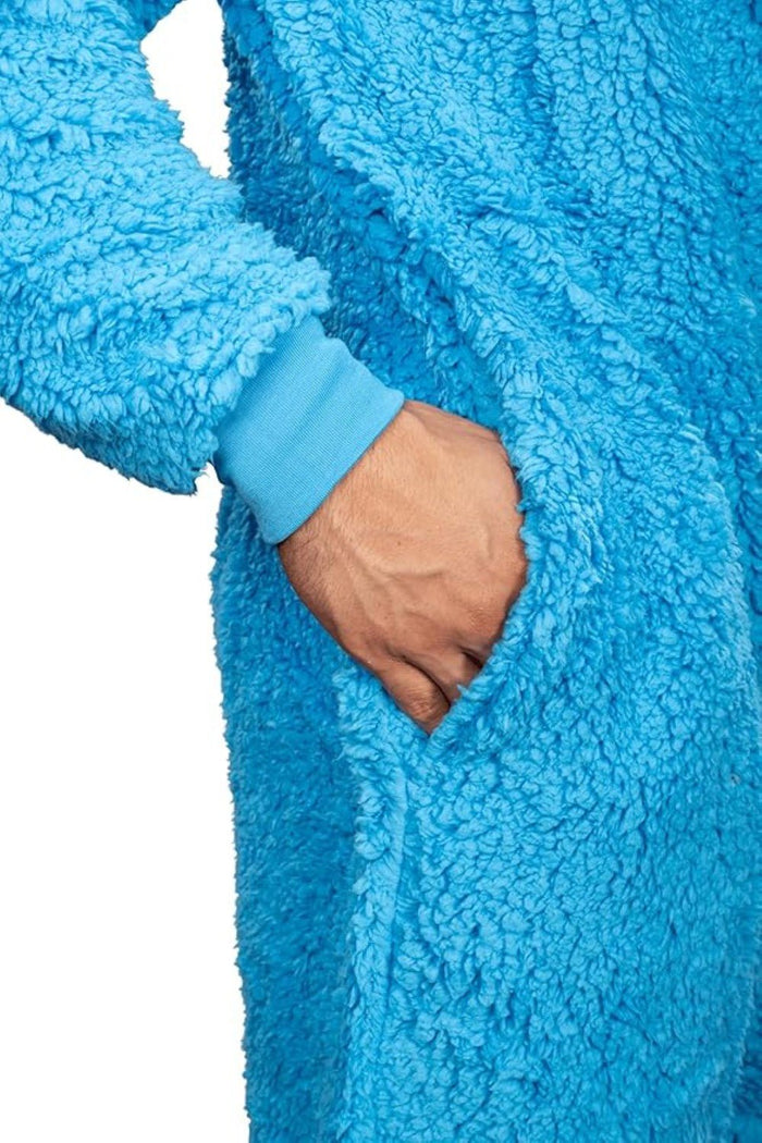 Officially Licensed Sesame Street Cookie Monster Adult Unisex Halloween Cosplay Costume Fleece Jumpsuit - TVStoreOnline