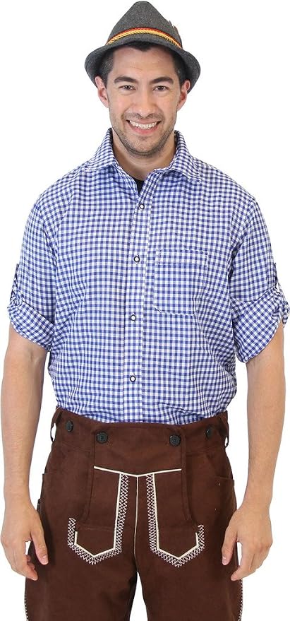 Oktoberfest German Bavarian Trachten Adult Unisex Costume Plaid Shirt (3 Colors) - TVStoreOnline