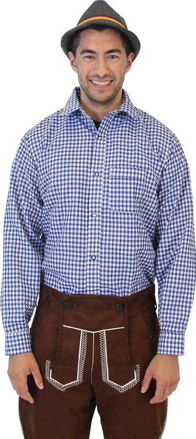 Oktoberfest German Bavarian Trachten Adult Unisex Costume Plaid Shirt (3 Colors) - TVStoreOnline
