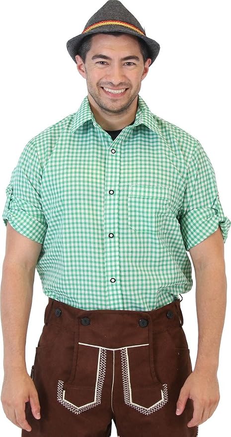Oktoberfest German Bavarian Trachten Adult Unisex Costume Plaid Shirt (3 Colors) - TVStoreOnline