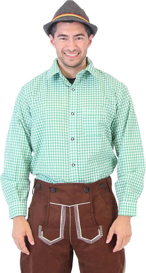Oktoberfest German Bavarian Trachten Adult Unisex Costume Plaid Shirt (3 Colors) - TVStoreOnline