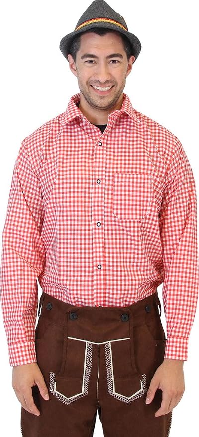 Oktoberfest German Bavarian Trachten Adult Unisex Costume Plaid Shirt (3 Colors) - TVStoreOnline