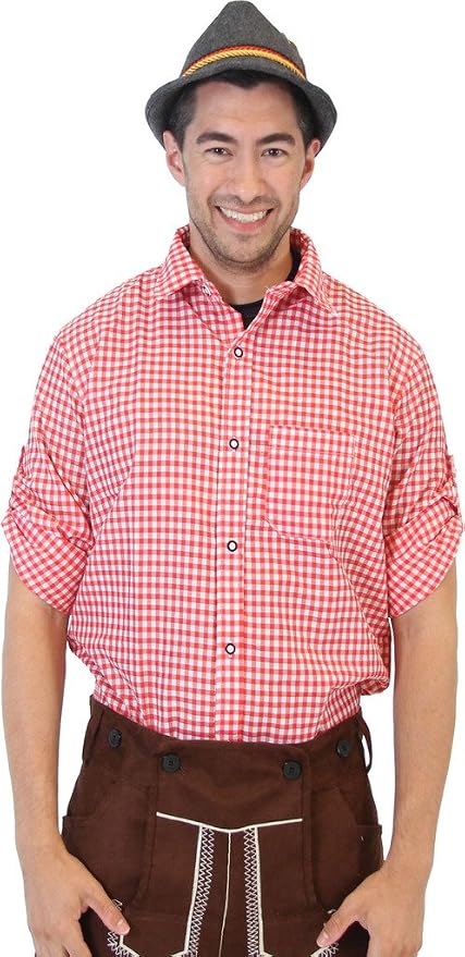 Oktoberfest German Bavarian Trachten Adult Unisex Costume Plaid Shirt (3 Colors) - TVStoreOnline
