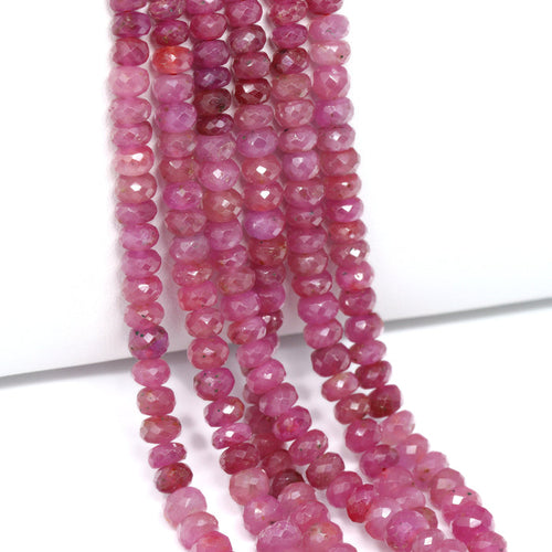 Ombre Pink Sapphire 4mm - 5.5mm Hand Faceted Rondelles Bead Strand