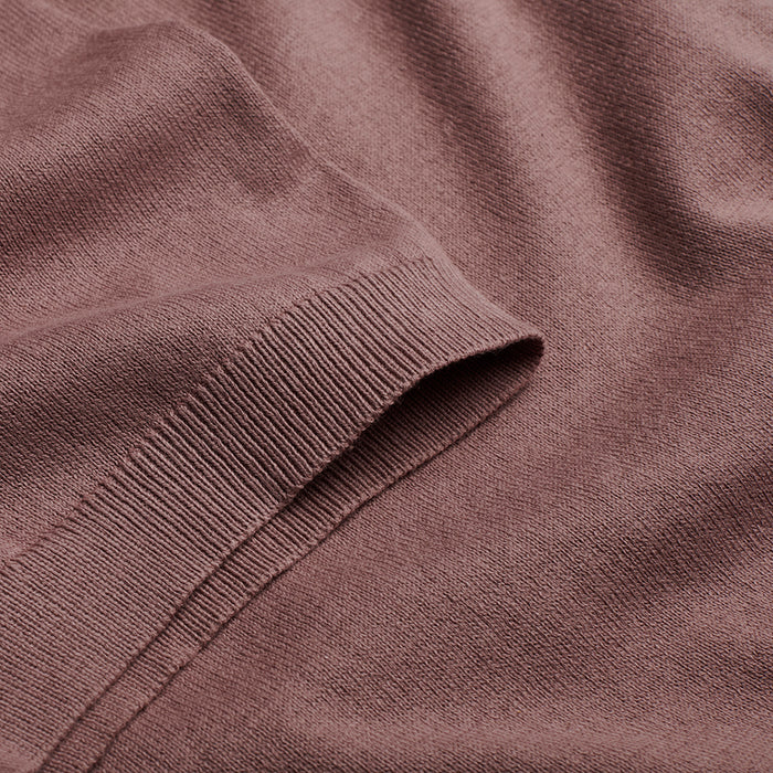 Open Collar Knitted Polo - Dusky Pink