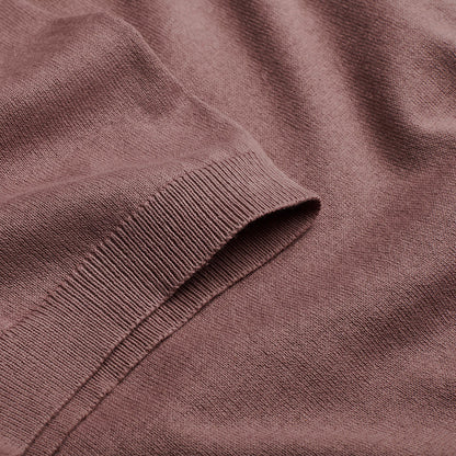 Open Collar Knitted Polo - Dusky Pink