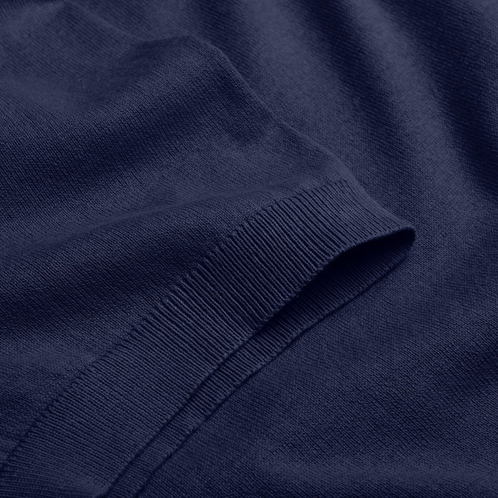 Open Collar Knitted Polo - Navy