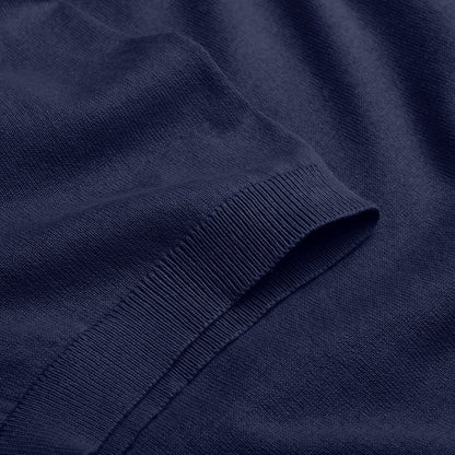 Open Collar Knitted Polo - Navy