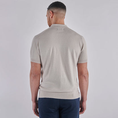 Open Collar Knitted Polo - Oatmeal