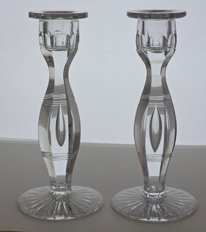 Pair of hand Cut Glass candle sticks Antique Bob28
