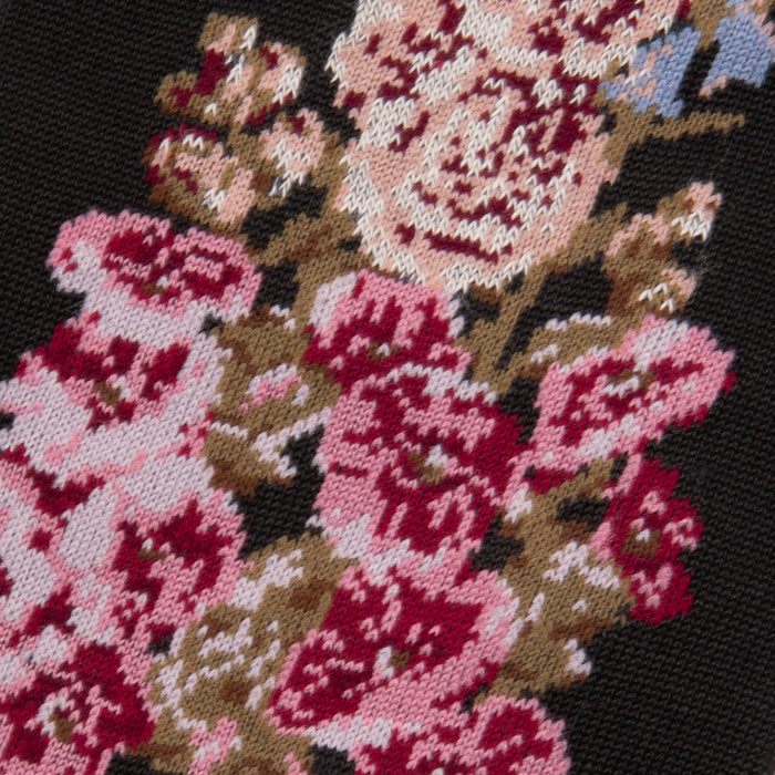 Pantherella x Sanderson Hollyhocks Egyptian Cotton Lisle Socks in Black
