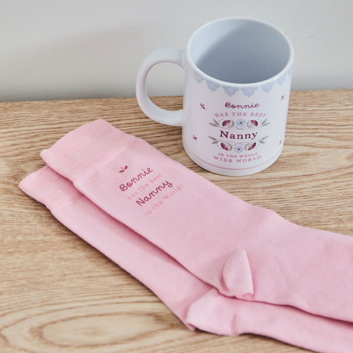 Personalised Best Nanny Mug & Sock Gift Set