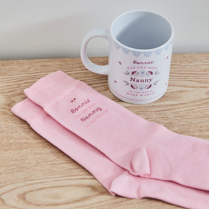 Personalised Best Nanny Mug & Sock Gift Set