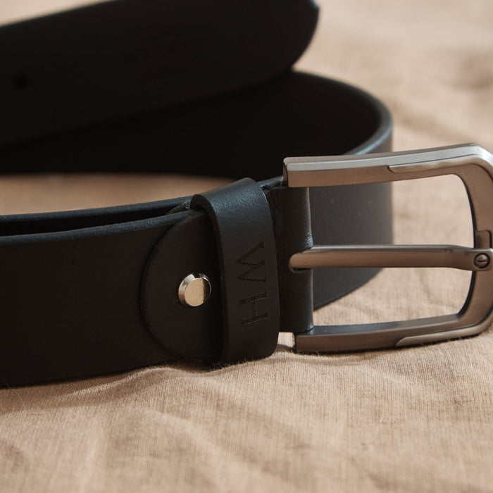 Personalised Black Leather Belt