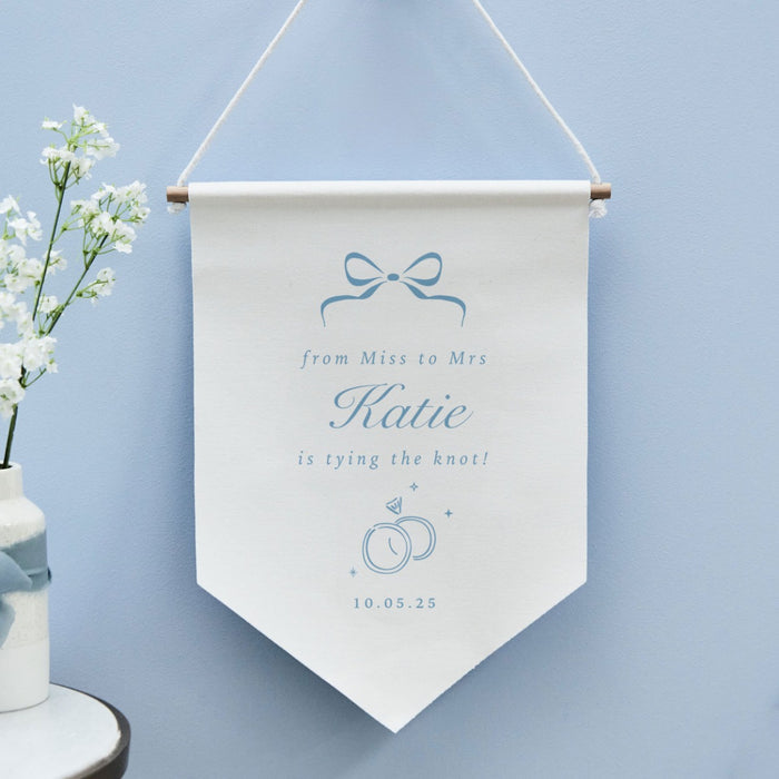 Personalised Blue Bow Hen Party Wall Hanging