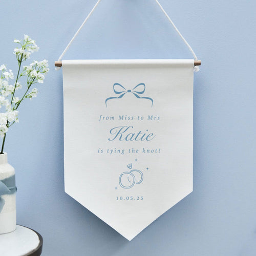 Personalised Blue Bow Hen Party Wall Hanging