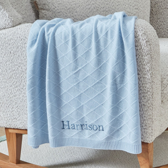 Personalised Blue Cashmere Blanket