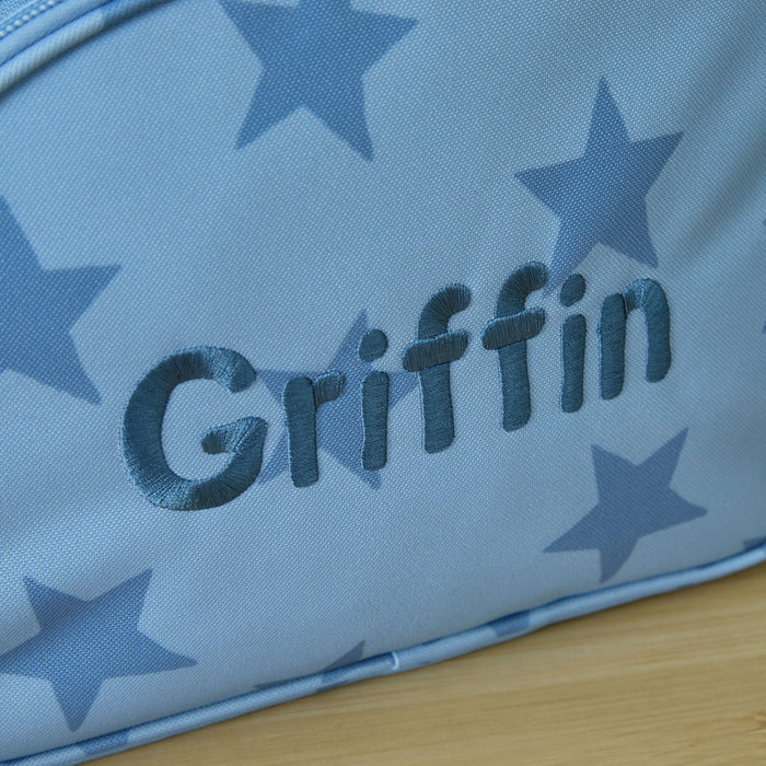 Personalised Blue Star Pocket Medium Backpack