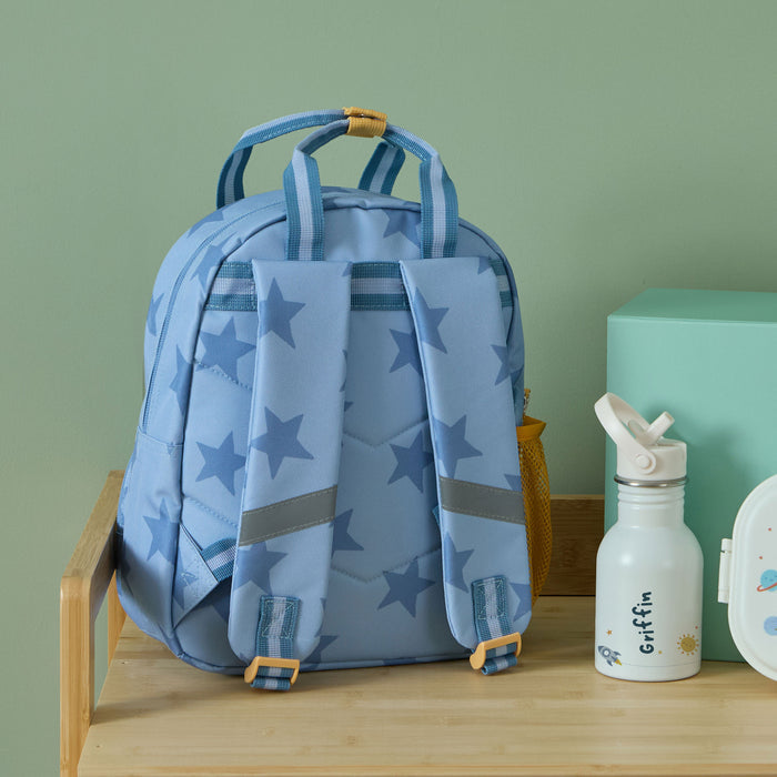 Personalised Blue Star Pocket Medium Backpack