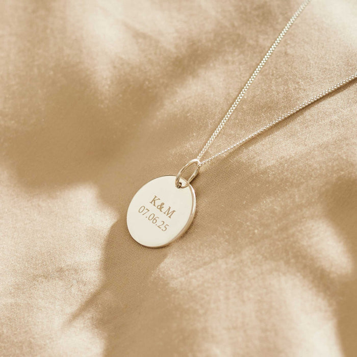 Personalised Bridal Sterling Silver Disc Necklace
