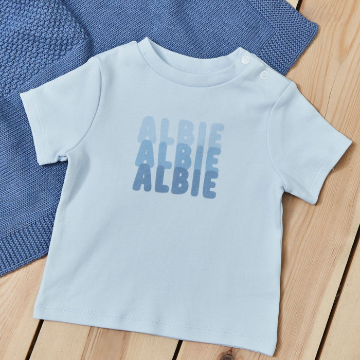 Personalised Bubble Name T-Shirt in Blue
