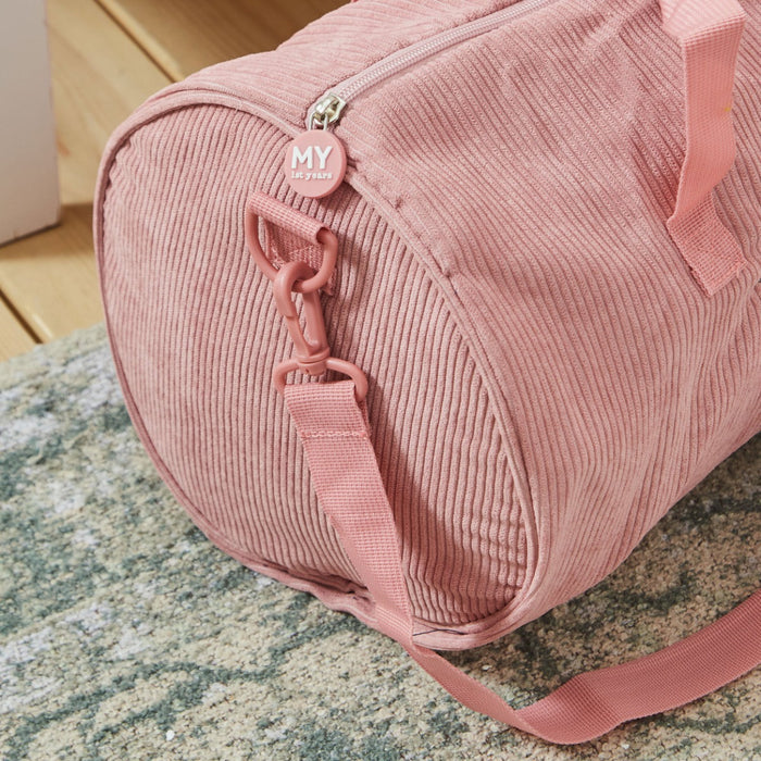 Personalised Bumblee Pink Cord Barrel Bag