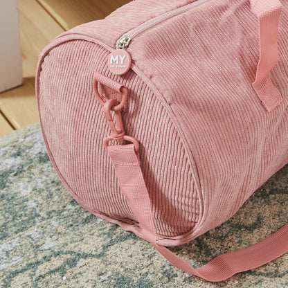 Personalised Bumblee Pink Cord Barrel Bag
