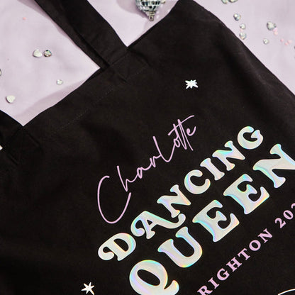 Personalised Dancing Queen Black Tote Bag