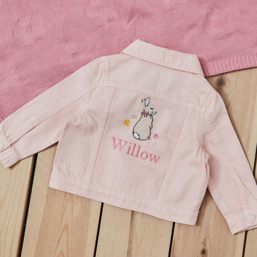 Personalised Flopsy™ Bunny Pink Denim Jacket