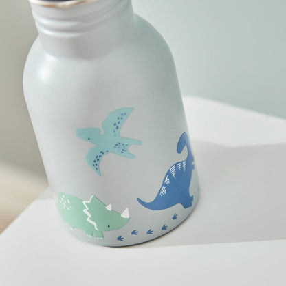Personalised Grey Dinosaur 350ml Water Bottle