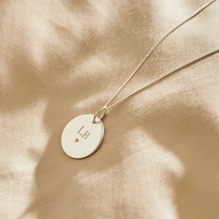 Personalised Heart Sterling Silver Disc Necklace