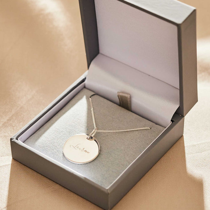 Personalised Heart Sterling Silver Disc Necklace