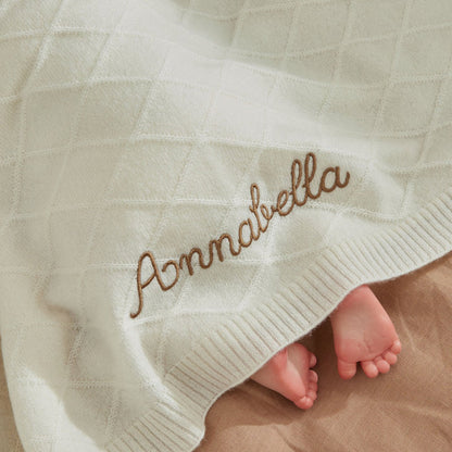 Personalised Ivory Cashmere Blanket