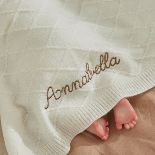 Personalised Ivory Cashmere Blanket