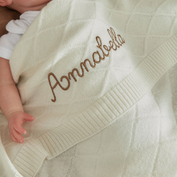 Personalised Ivory Cashmere Blanket
