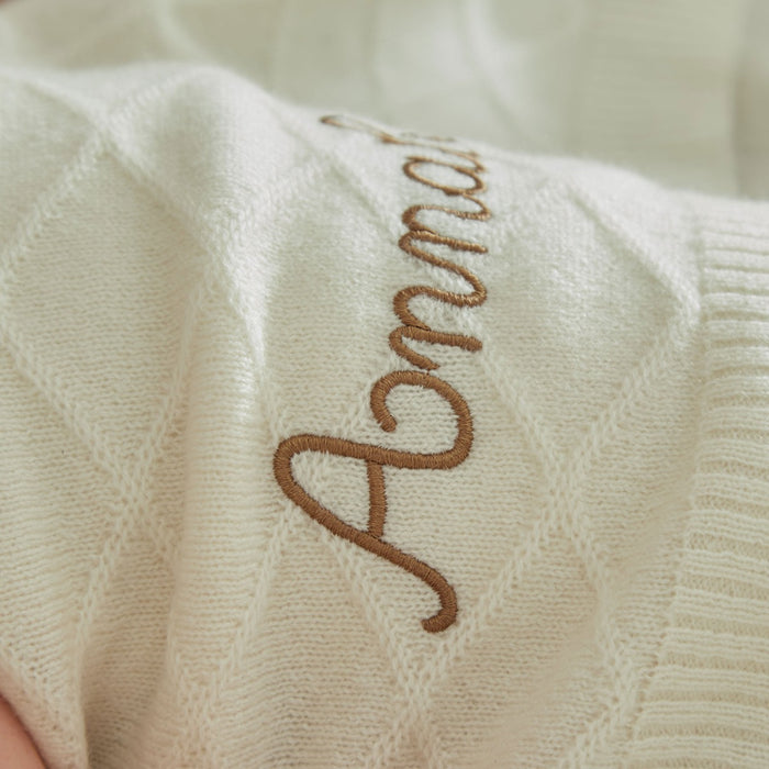 Personalised Ivory Cashmere Blanket