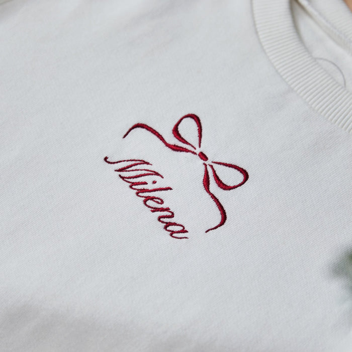 Personalised Kids' Red Bow White Jumper